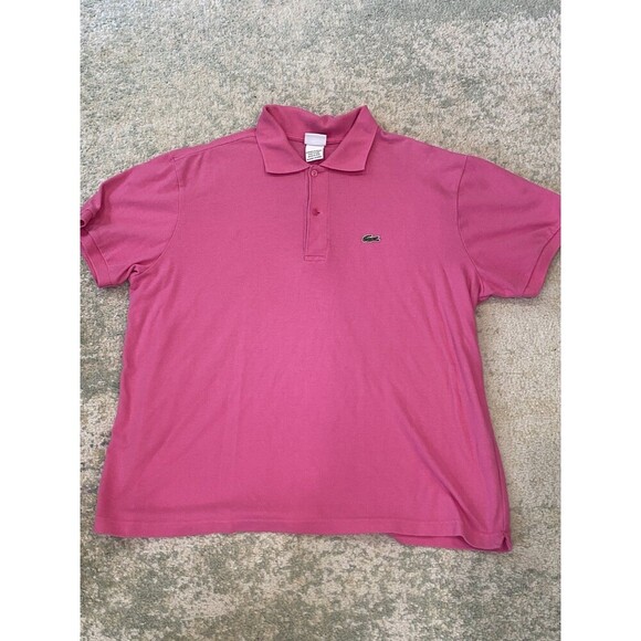 LACOSTE MENS SIZE 7 Alligator Polo Pink Made in Peru Preppy Collared Shirt - Picture 1 of 6